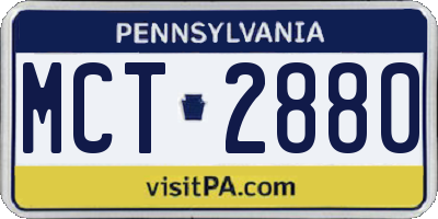 PA license plate MCT2880