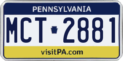 PA license plate MCT2881