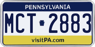 PA license plate MCT2883