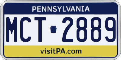 PA license plate MCT2889