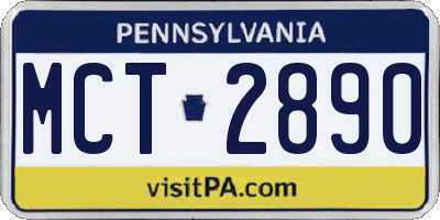 PA license plate MCT2890