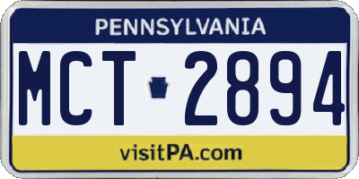 PA license plate MCT2894