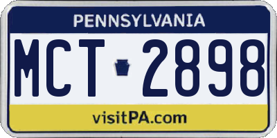 PA license plate MCT2898