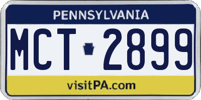 PA license plate MCT2899