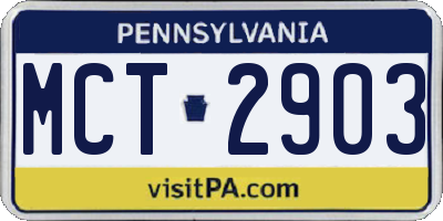 PA license plate MCT2903