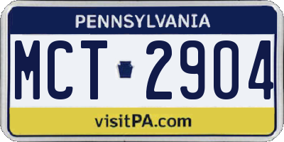 PA license plate MCT2904