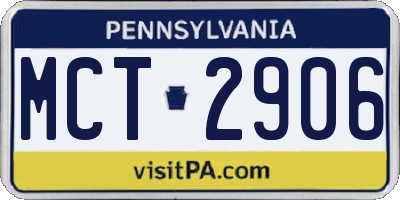 PA license plate MCT2906