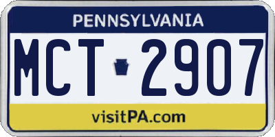 PA license plate MCT2907