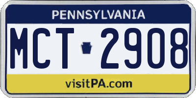 PA license plate MCT2908
