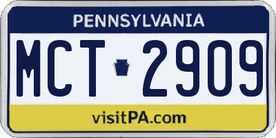 PA license plate MCT2909
