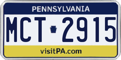 PA license plate MCT2915