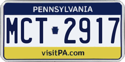 PA license plate MCT2917
