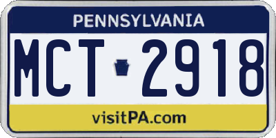 PA license plate MCT2918