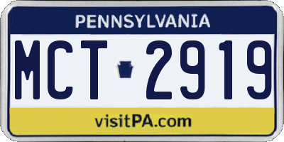 PA license plate MCT2919