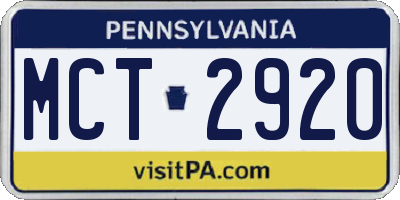 PA license plate MCT2920