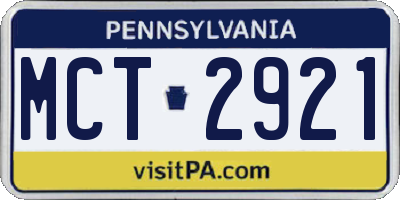 PA license plate MCT2921
