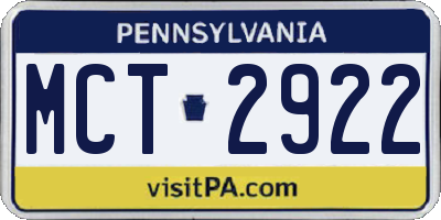 PA license plate MCT2922