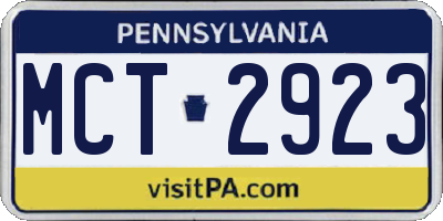 PA license plate MCT2923