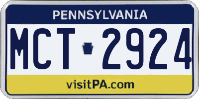 PA license plate MCT2924
