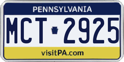 PA license plate MCT2925