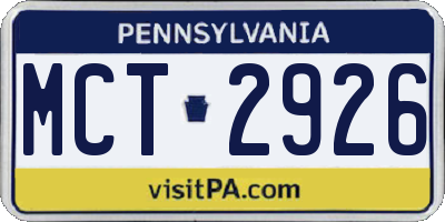 PA license plate MCT2926