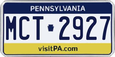 PA license plate MCT2927