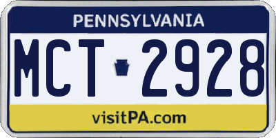 PA license plate MCT2928