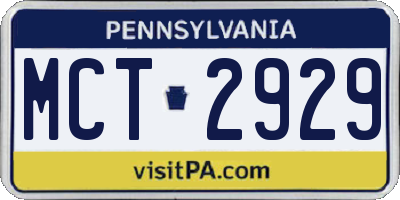 PA license plate MCT2929