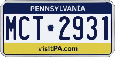 PA license plate MCT2931