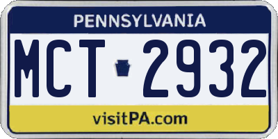 PA license plate MCT2932