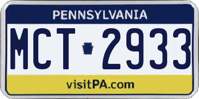 PA license plate MCT2933