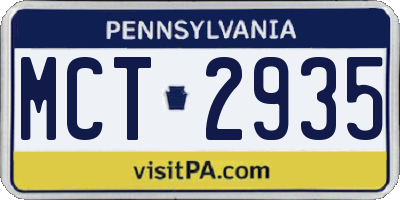 PA license plate MCT2935