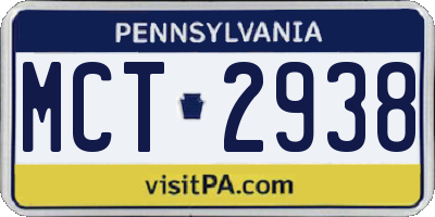 PA license plate MCT2938