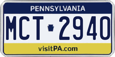 PA license plate MCT2940