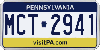 PA license plate MCT2941