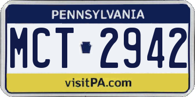 PA license plate MCT2942