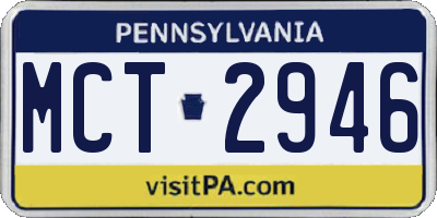 PA license plate MCT2946