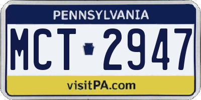 PA license plate MCT2947