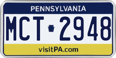 PA license plate MCT2948