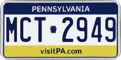 PA license plate MCT2949