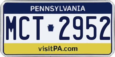 PA license plate MCT2952