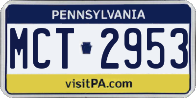 PA license plate MCT2953