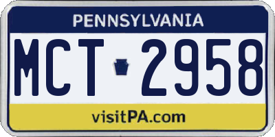 PA license plate MCT2958