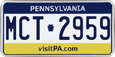 PA license plate MCT2959