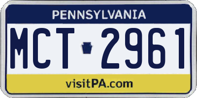 PA license plate MCT2961