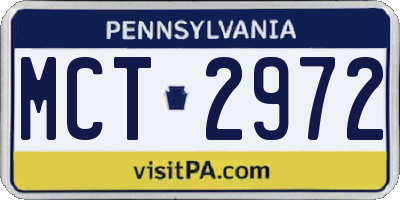 PA license plate MCT2972