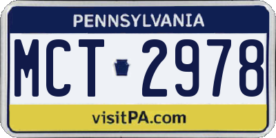 PA license plate MCT2978