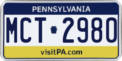 PA license plate MCT2980