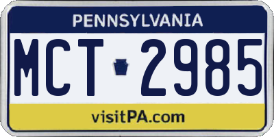 PA license plate MCT2985