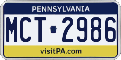 PA license plate MCT2986